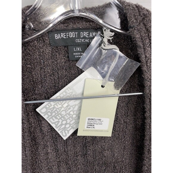 Barefoot Dreams Women L / XL Ribbed Shrug Cardigan CozyChic Lite Carbon NEW - Picture 4 of 6